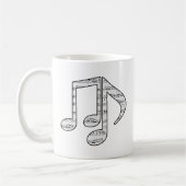 Muzieknoten in zwart en wit koffiemok (Links)