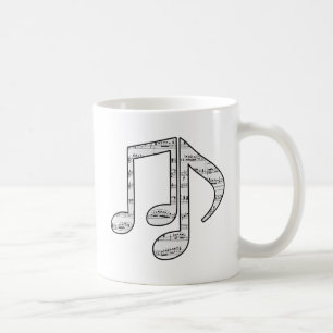 Muzieknoten in zwart en wit koffiemok