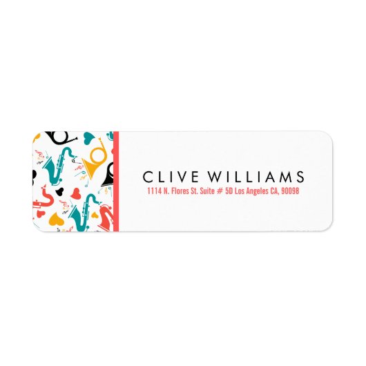 Muzieknoten-instrumenten en -hartenpatroon etiket (Voorkant)