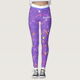 Muzieknoten (Jouw naam) over ultraviolet Leggings
