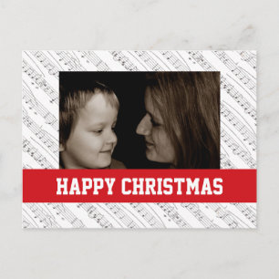 Muzieknoten Kerst Familie Foto Briefkaart