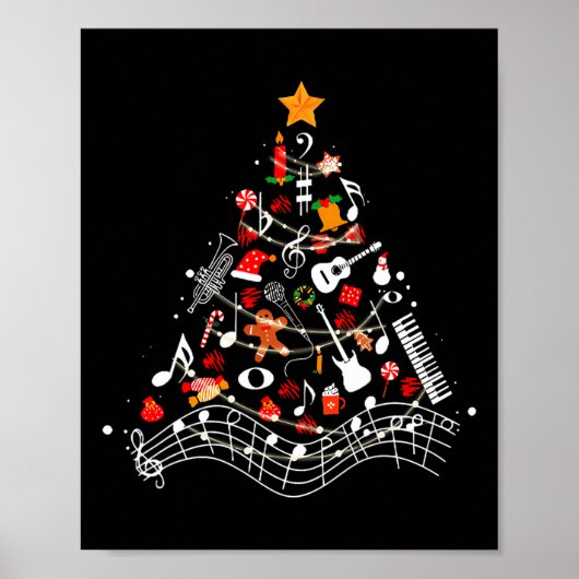 Muzieknoten kerstboom Musical Teacher Music X Poster (Voorkant)
