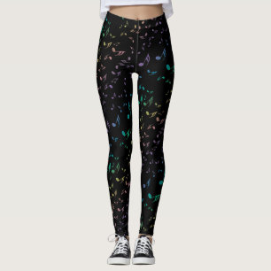 muzieknoten kerstlampjes op zwarte Leggings
