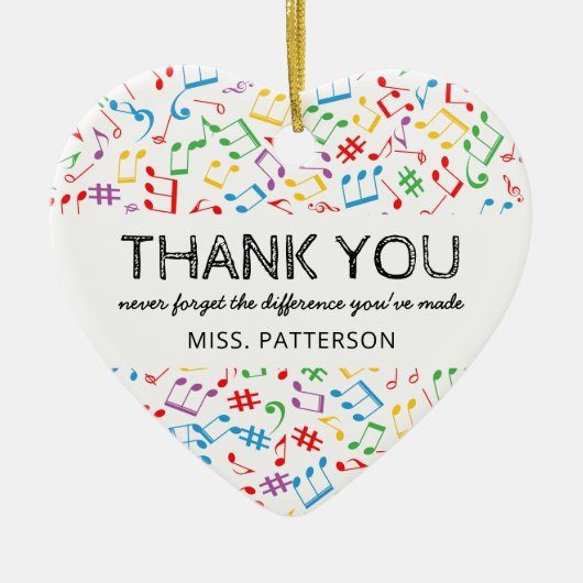 Muzieknoten Kerstmis met docent Keramisch Ornament (Voorkant)