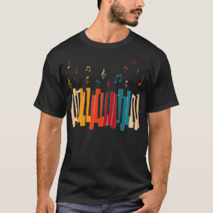 Muzieknoten kleurrijk pianopullover t-shirt