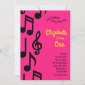 muzieknoten klinken Kinder eerste verjaardag roze Kaart (Voorkant)