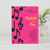 muzieknoten klinken Kinder eerste verjaardag roze Kaart (Staand voorkant)