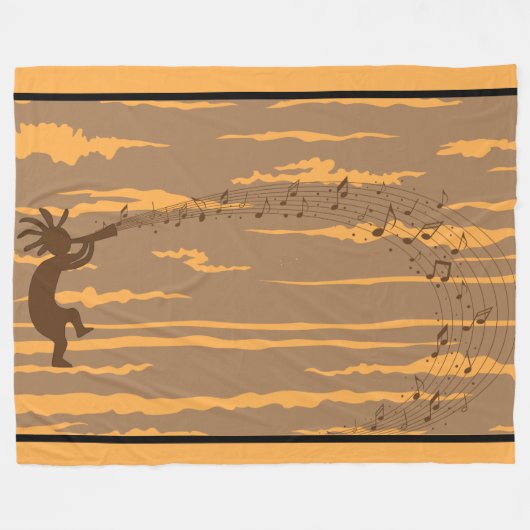 Muzieknoten Kokopelli Fleece Blanket (Voorkant (Horizontaal))