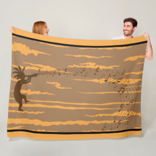muzieknoten Kokopelli Fleece Blanket Deken