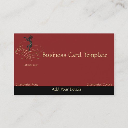 Muzieknoten Kokopelli Logo Visitekaartje (Voorkant)