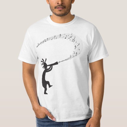 Muzieknoten Kokopelli Native American T-Shirt (Voorkant)