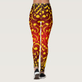 Muzieknoten Leggings (rood-goud) (Achterkant)