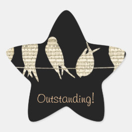 Muzieknoten Leraar Kantoor Dierlijke Vogelbestemmi Ster Sticker