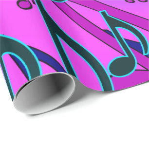 Muzieknoten Levendig Draaikolken Muzikaal Patroon Cadeaupapier