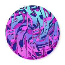 Muzieknoten Levendig Roze Blauw Paars Aqua Patroon