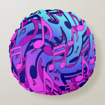 Muzieknoten Levendig Roze Blauw Paars Aqua Patroon