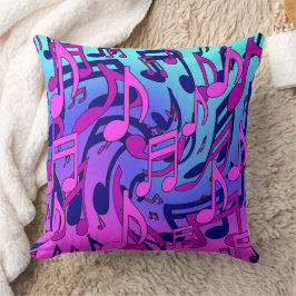 Muzieknoten Licht roze Blauw Paars Aqua Patroon Kussen