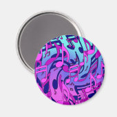 Muzieknoten Licht roze Blauw Paars Aqua Patroon Magneet (Voorkant / Achterkant)