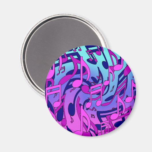 Muzieknoten Licht roze Blauw Paars Aqua Patroon Magneet (Voorkant / Achterkant)