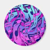 Muzieknoten Licht roze Blauw Paars Aqua Patroon Magneet (Voorkant)