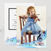 Muzieknoten Lijst Fotouitnodiging Kaart (Voorkant / Achterkant)