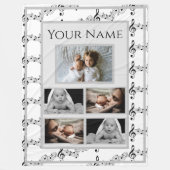 Muzieknoten met aangepaste foto's en naam fleece deken (Voorkant)