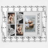 Muzieknoten met aangepaste foto's en naam fleece deken (Voorkant (Horizontaal))