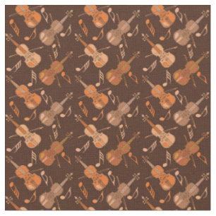 Muzieknoten met angstige Violins Brown Stof