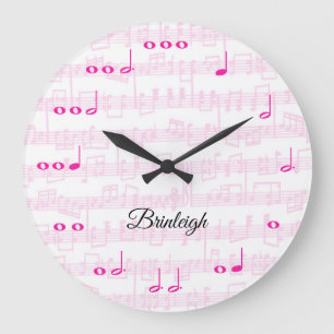 Muzieknoten met Blad Music Pink Grote Klok