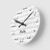 Muzieknoten met Blad Music White Ronde Klok (Hoek)