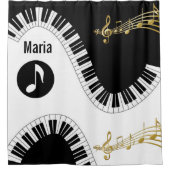 Muzieknoten met douwergordijn Piano Douchegordijn (Voorkant)