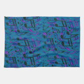 Muzieknoten met een blauwe kleur blauw groen boven theedoek (Horizontaal)