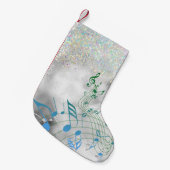 Muzieknoten met Faux Sparkle Kleine Kerstsok (Voorkant (Hangend))