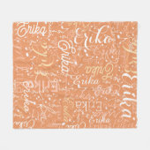 Muzieknoten met naam op abrikoos Trendy Fleece Deken (Voorkant (Horizontaal))