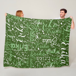 Muzieknoten met Naam op Groen Fleece Deken