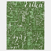 Muzieknoten met Naam op Groen Fleece Deken (Voorkant)