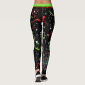 Muzieknoten met Snowman op BLACK Leggings (Achterkant)