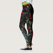 Muzieknoten met Snowman op BLACK Leggings (Links)