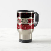 Muzieknoten met zwarte rode en zilveren kleur reisbeker (Voorkant rechts)