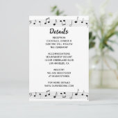 Muzieknoten Monogram Huwelijk Zwart & Wit Informatiekaartje (Staand voorkant)