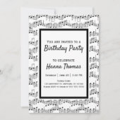 Muzieknoten Musical Birthday Invitation Kaart (Voorkant)