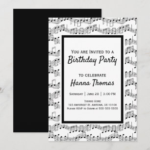 Muzieknoten Musical Birthday Invitation Kaart