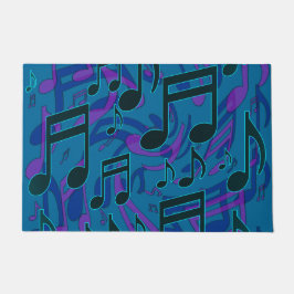 Muzieknoten Musical Pattern Blue Green Paars Deurmat