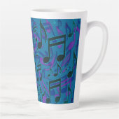 Muzieknoten Musical Pattern Blue Paars Latte Mok (Rechts)