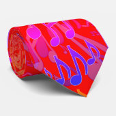 Muzieknoten Musical Pattern Red Bright Colors Stropdas (Opgerold)