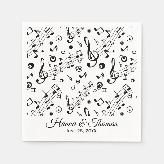 Muzieknoten Musical Wedding Napkins Servet (Voorkant)