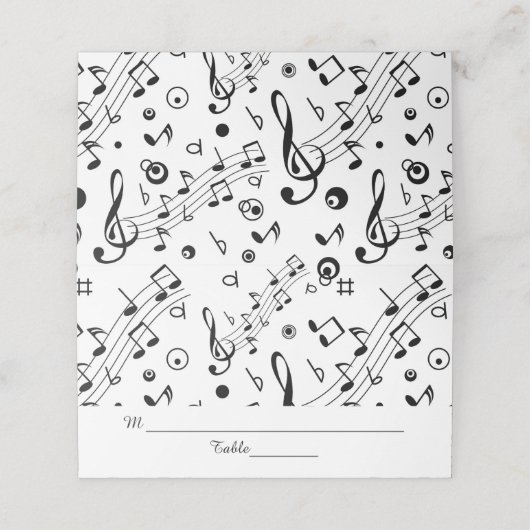 Muzieknoten Musical Wedding Plaatskaartje (Buitenkant ongevouwen)