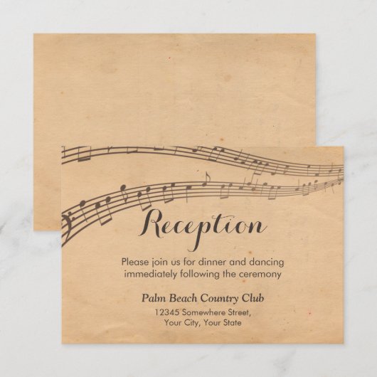  Muzieknoten Musical Wedding Reception Informatiekaartje (Voorkant / Achterkant)