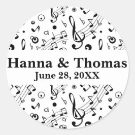 Muzieknoten Musical Wedding Ronde Sticker