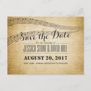 Muzieknoten Musical Wedding Save the Date Aankondigingskaart